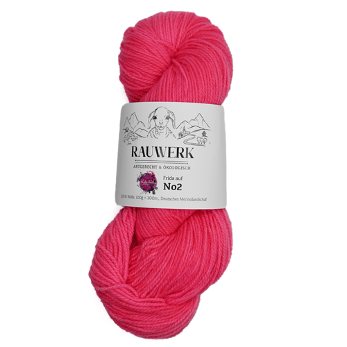 Frida auf Rauwerk No2- Pitaya/Kalk - handgefärbt - 100% Wolle, Merino, Sport, 300m/100g - Claudia Freiß - RAUWERK - Frau von Strick