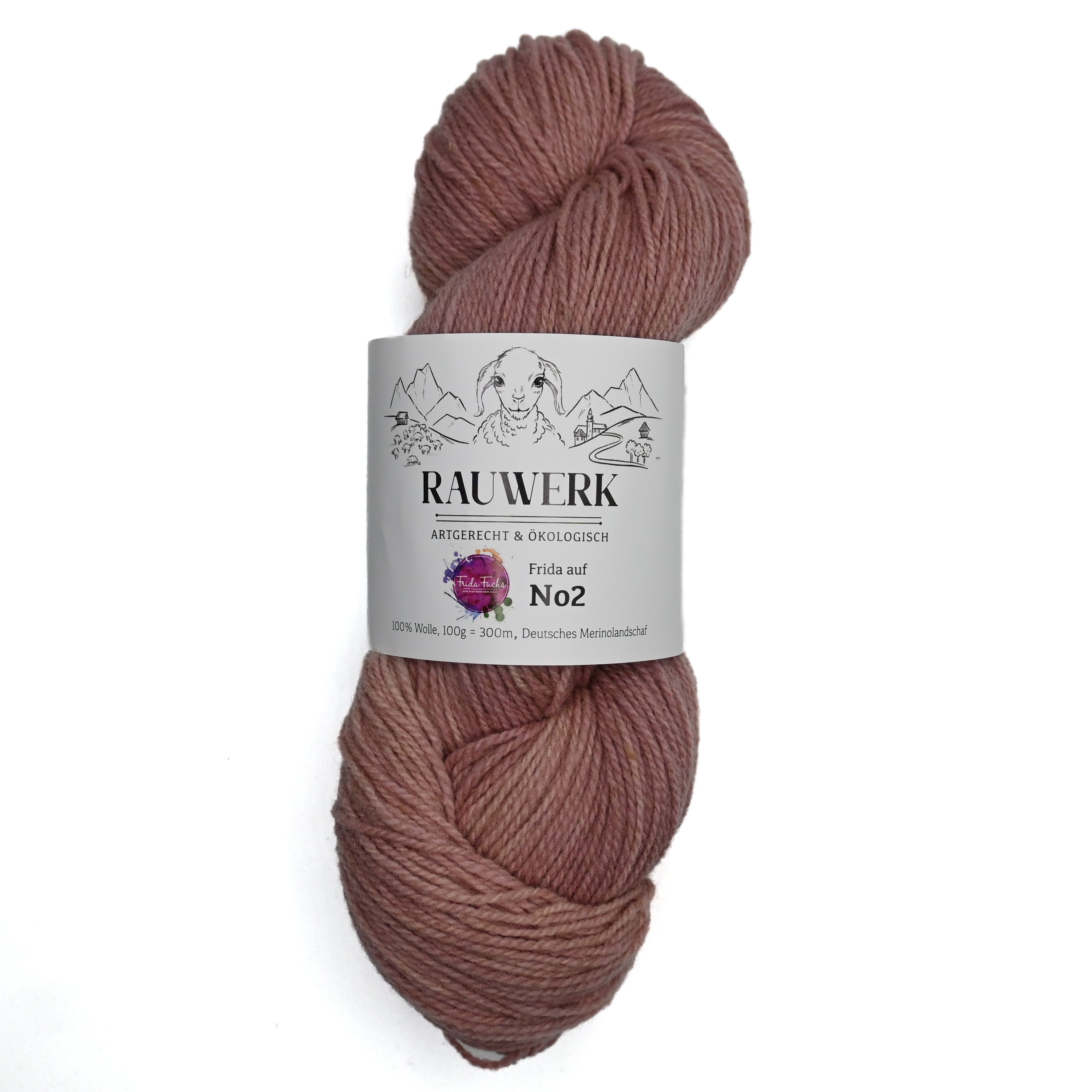 Frida auf Rauwerk No2- Schlafmohn/Travertin - handgefärbt - 100% Wolle, Merino, Sport, 300m/100g