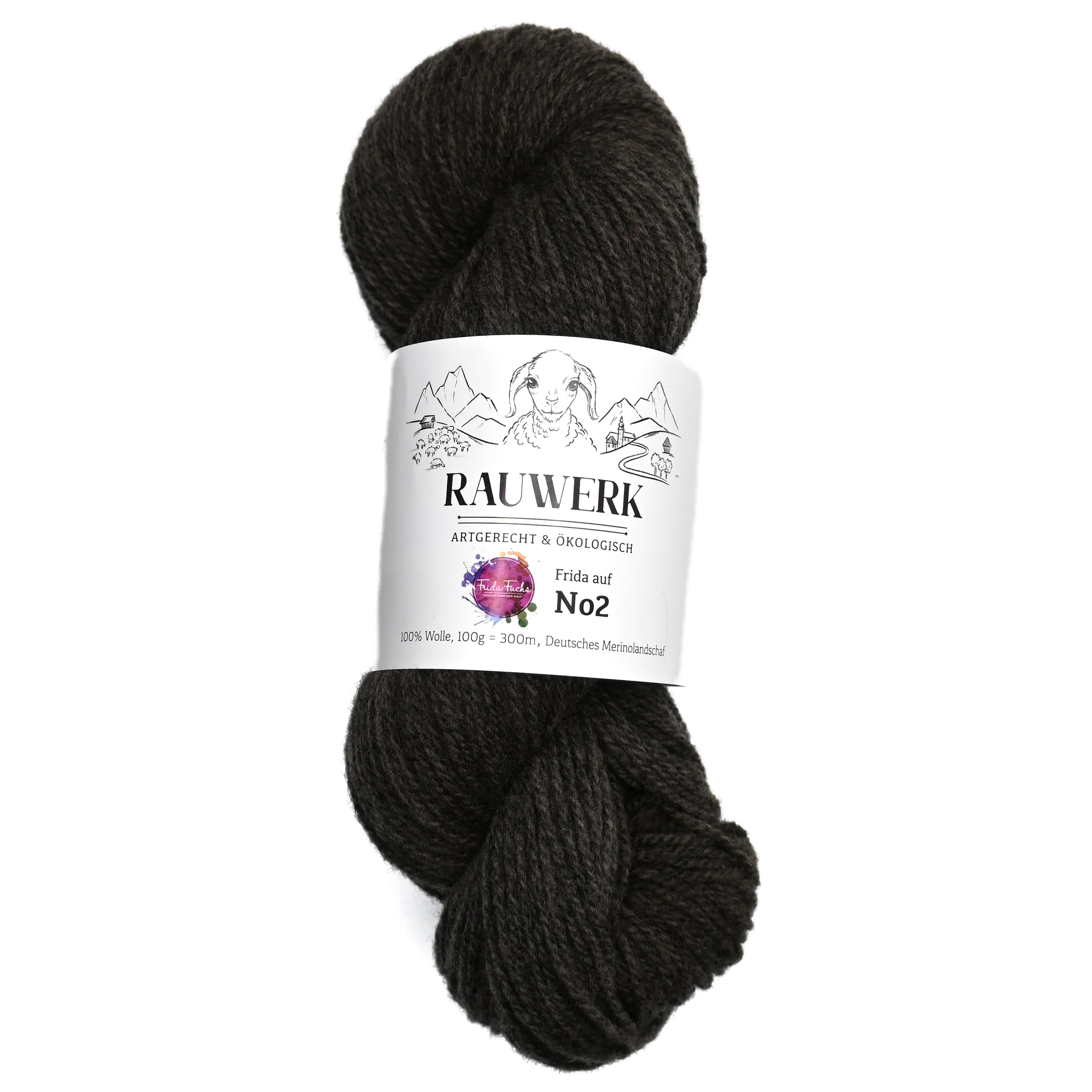 Frida auf Rauwerk No2- Assam Pfeffer/Graphit - handgefärbt - 100% Wolle, Merino, Sport, 300m/100g