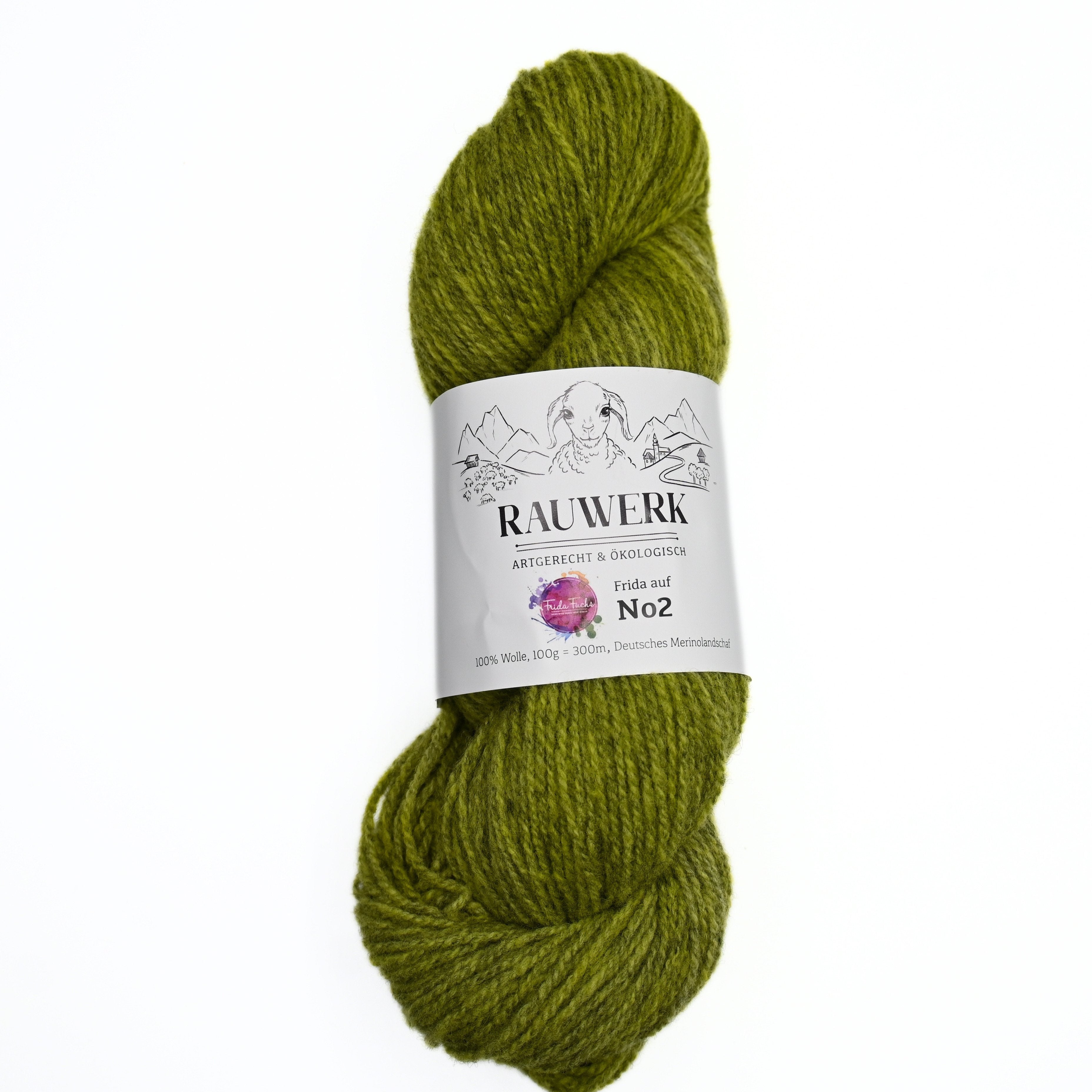 Frida auf Rauwerk No2- Kardamom/Kies - handgefärbt - 100% Wolle, Merino, Sport, 300m/100g