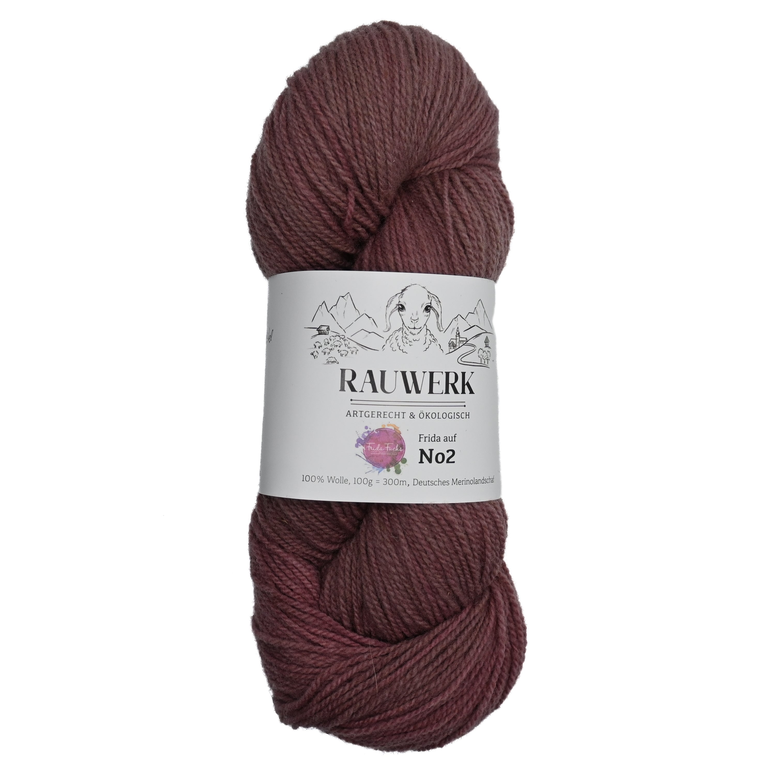 Frida auf Rauwerk No2- Mariendistel/Travertin - handgefärbt - 100% Wolle, Merino, Sport, 300m/100g