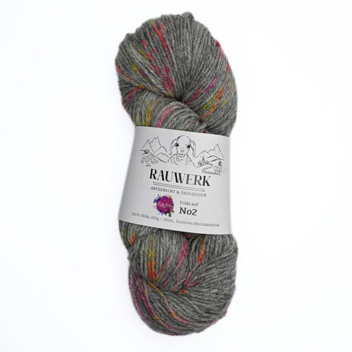 Frida auf Rauwerk No2- Neon Dots/Kies - handgefärbt - 100% Wolle, Merino, Sport, 300m/100g - Rauwerk by Claudia Freiß - Frau von Strick