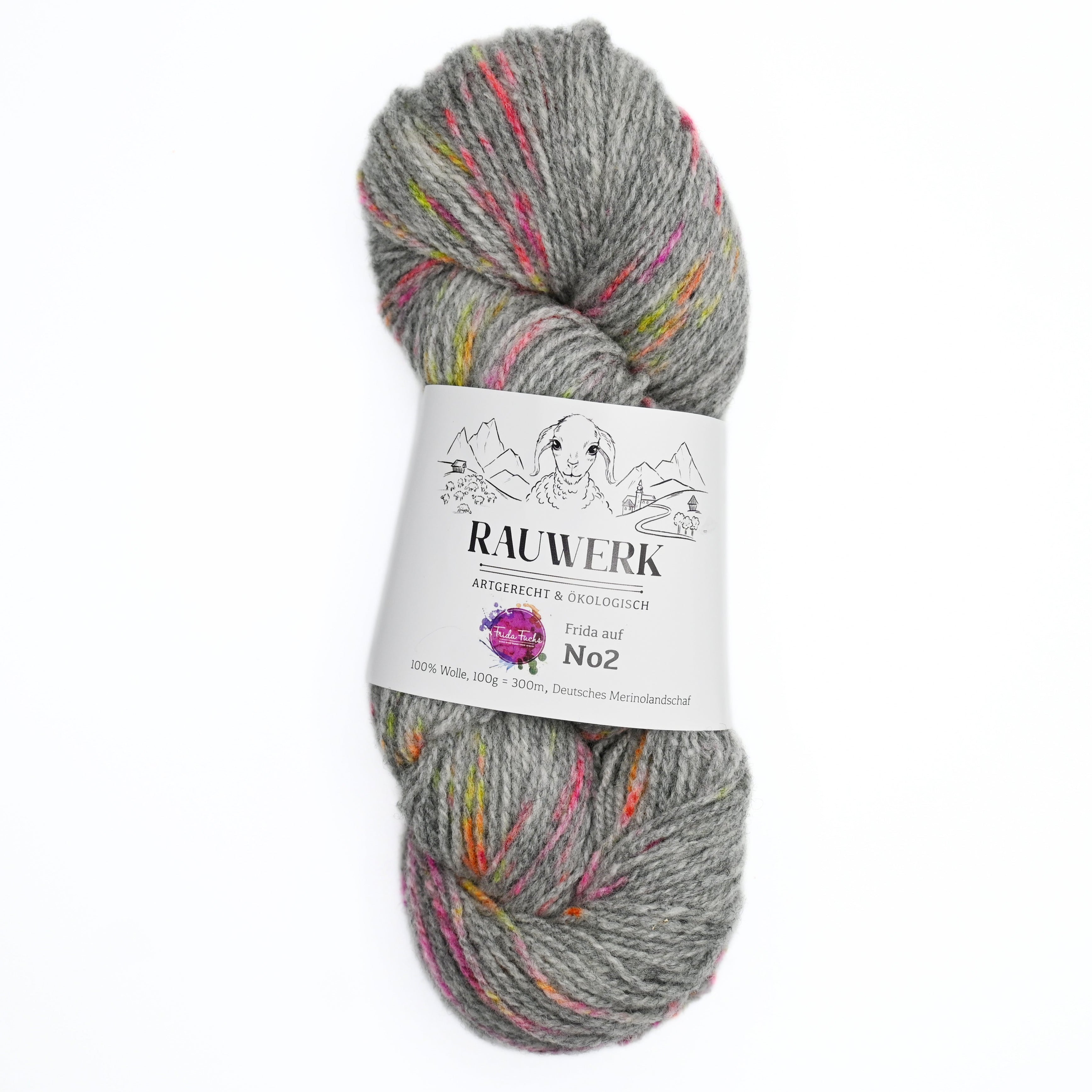 Frida auf Rauwerk No2- Neon Dots/Kies - handgefärbt - 100% Wolle, Merino, Sport, 300m/100g - Rauwerk by Claudia Freiß - Frau von Strick