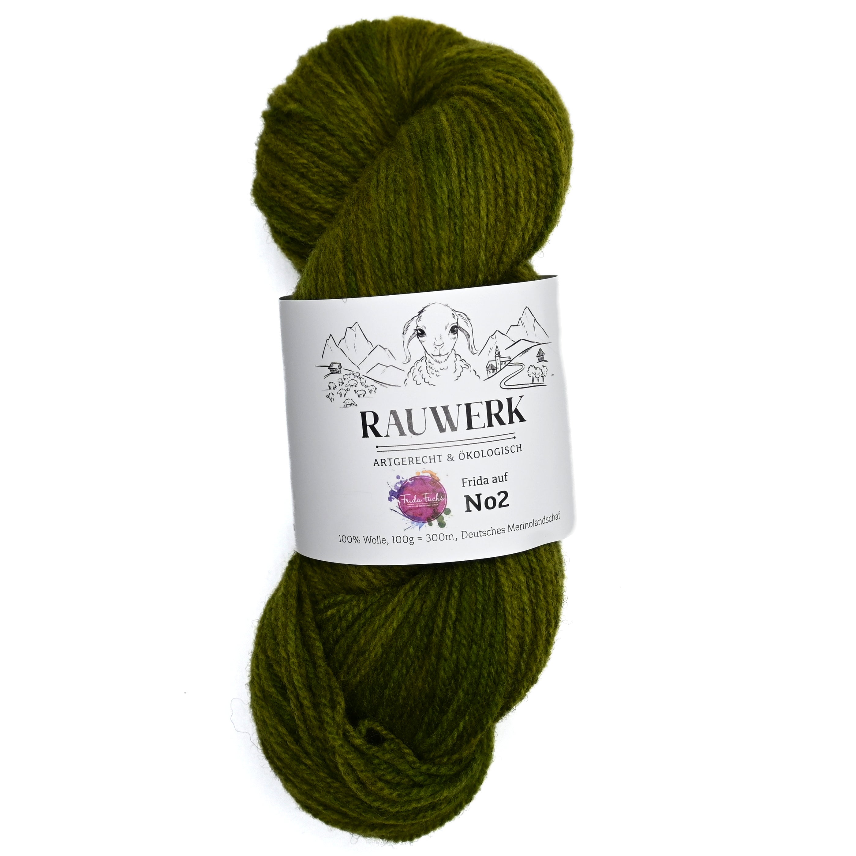 Frida auf Rauwerk No2- Olive/Kies - handgefärbt - 100% Wolle, Merino, Sport, 300m/100g