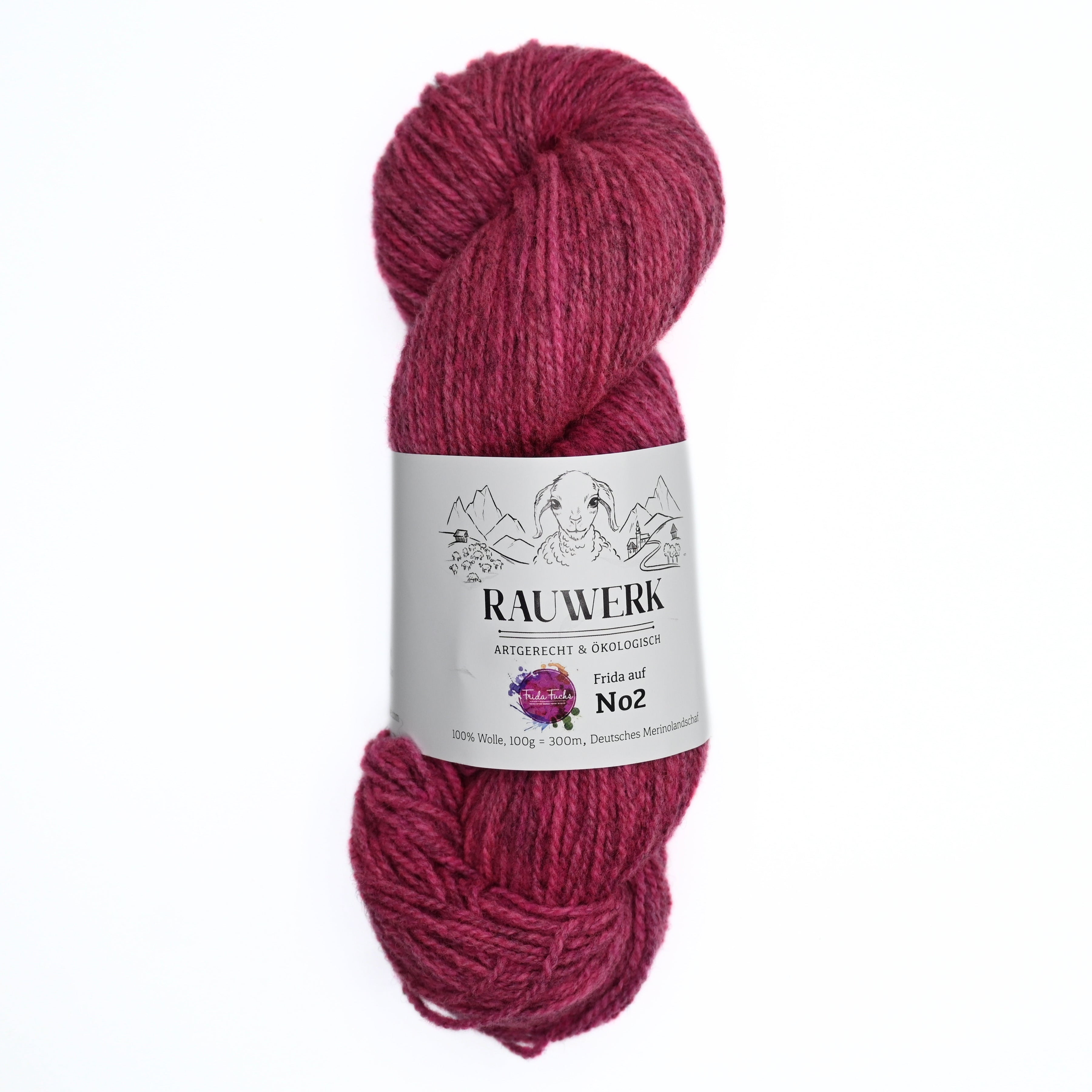 Frida auf Rauwerk No2- Pitaya/Kies - handgefärbt - 100% Wolle, Merino, Sport, 300m/100g