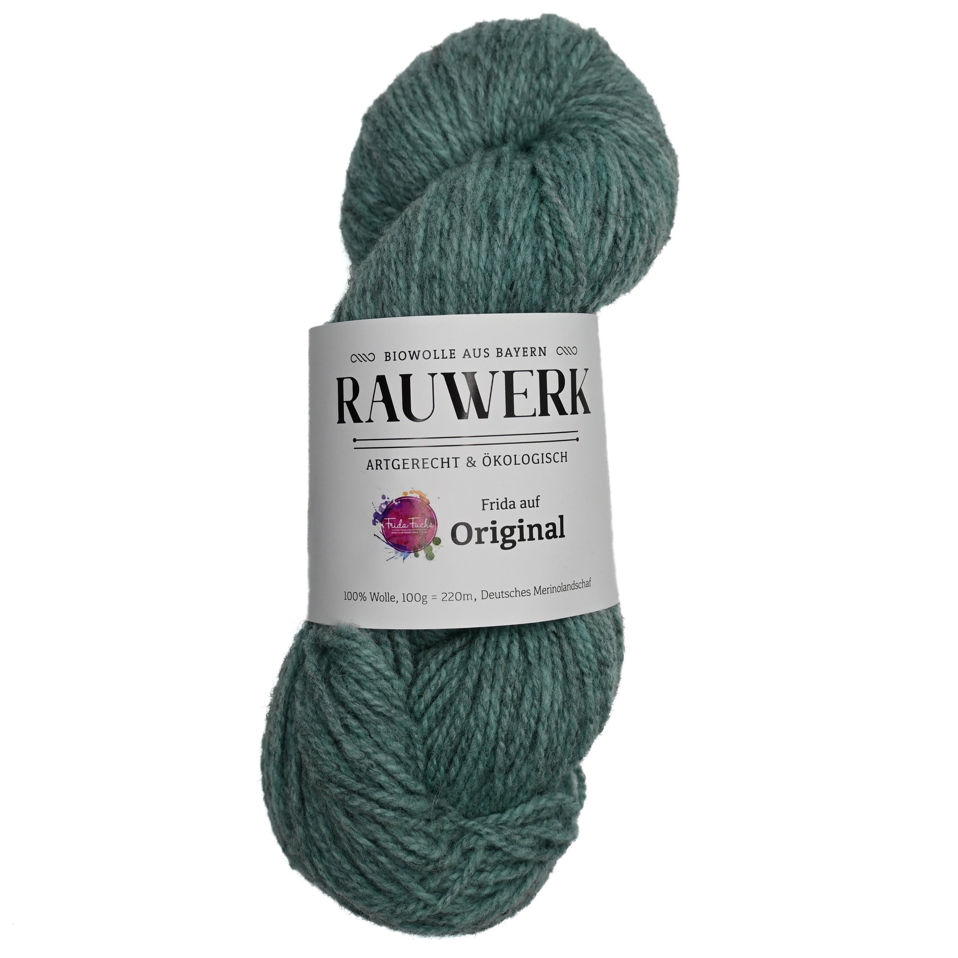 Frida auf Rauwerk Original - Aquamarin/Kies - 100% Wolle, Merino, DK, 220m/100g